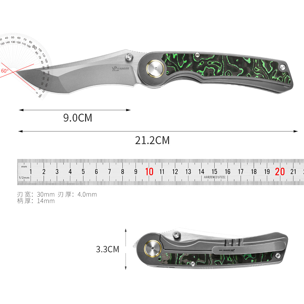 PioneerEDC S90V Blade Titanium Carbon Fiber Folding Knife EDC Pocket Knife Framelock Titanium Handle Knife for Outdoor Use