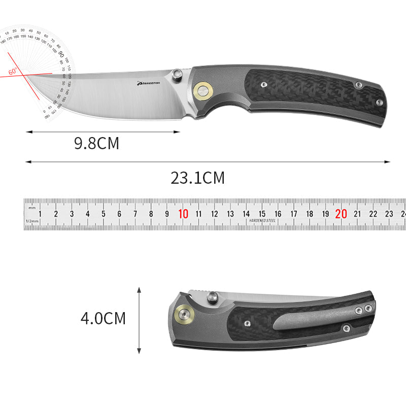 PioneerEDC Titanium Outdoor Knife D2 Blade Folding Knife Titanium Carbon Fiber Pocket Knife Bulk Wholesale Knives Made in China