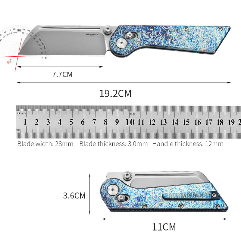 PioneerEDC New Design M390 Folding Knife Titanium Handle Outdoor Pocket Knife Engraved Titanium Knife for Collection