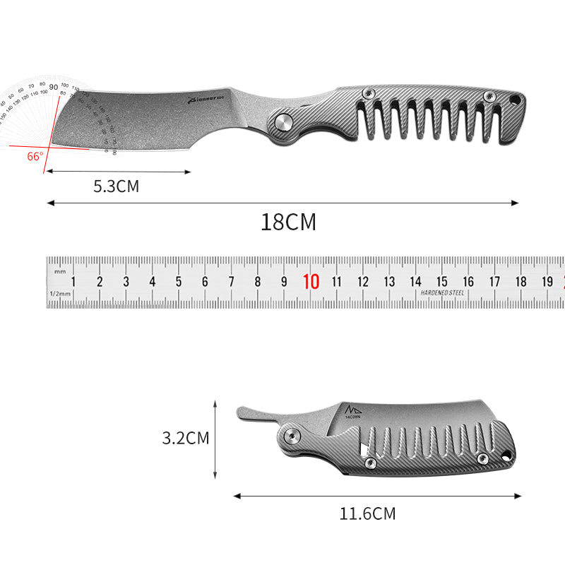 PioneerEDC Multifunctional Titanium Folding Knife 14C28N Steel Blade EDC Pocket Knife Outdoor Framelock Titanium Handle Knife