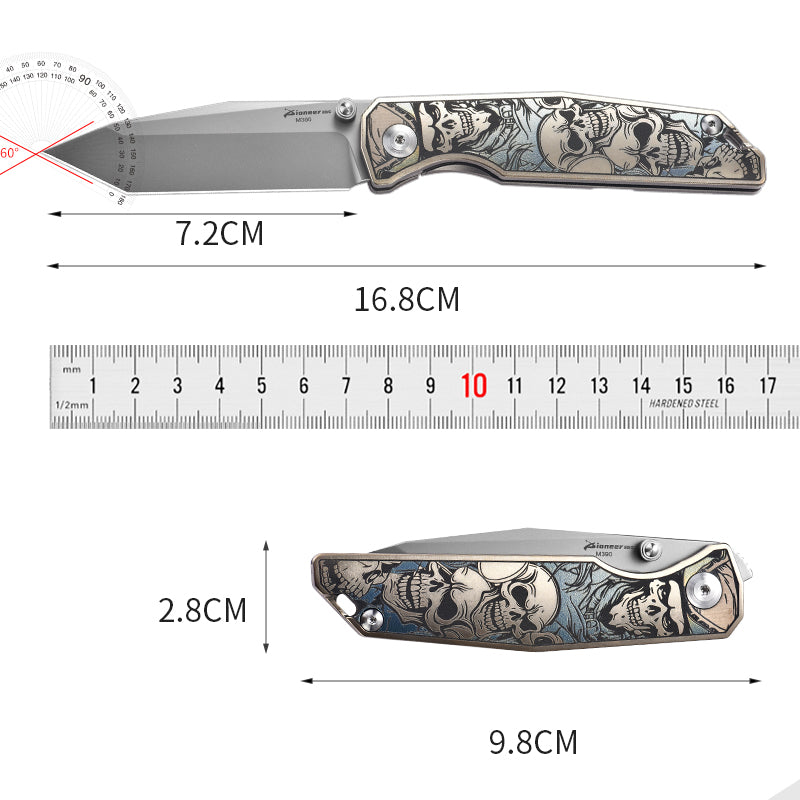 PioneerEDC Titanium Folding Knife Durable M390 Pocket Knife Premium Titanium Professional Knife Stainless Steel Folding Knife