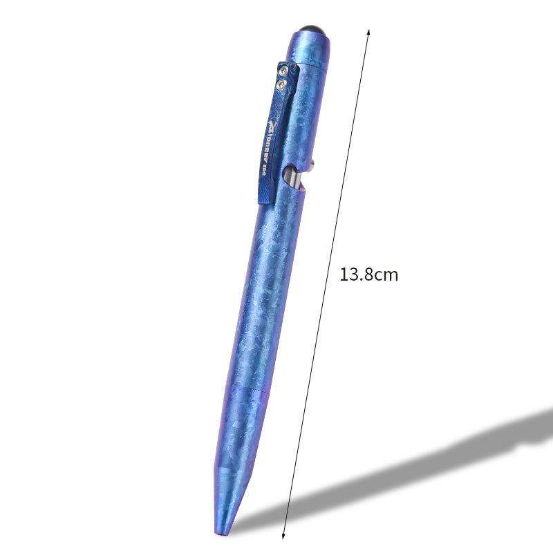 PioneerEDC Crystal Titanium Signature Pen - Lightweight & Portable, Smooth Writing Multifunctional Edc Tool for Self-defense
