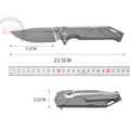 PioneerEDC Titanium Camping Stainless Pocket Knife Premium Folding Knife Plain Edge Self-Defense D2 Steel Folding Knife for Man