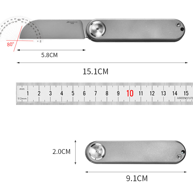 PioneerEDC Titanium Alloy Pocket Knife M390 Blade Folding Knife Pattern Colorful Titanium Carving Pattern Tactical Knife