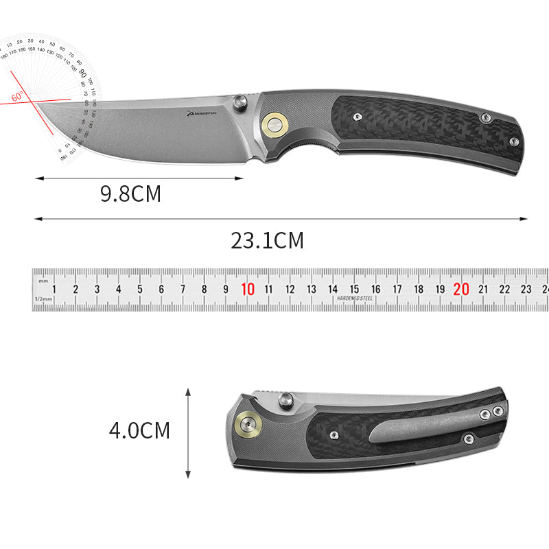 PioneerEDC Titanium Outdoor Knife D2 Blade Folding Knife Titanium Carbon Fiber Pocket Knife Bulk Wholesale Knives Made in China