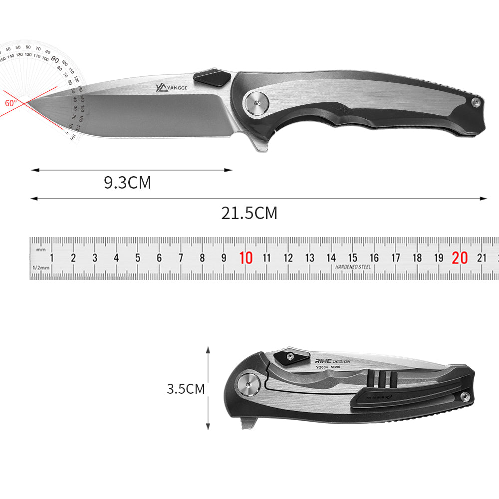 M390 Titanium Alloy Knife Plain Edge Wilderness Self-Defense Folding Knife M90 Steel Titanium Survival Knives for Outdoor