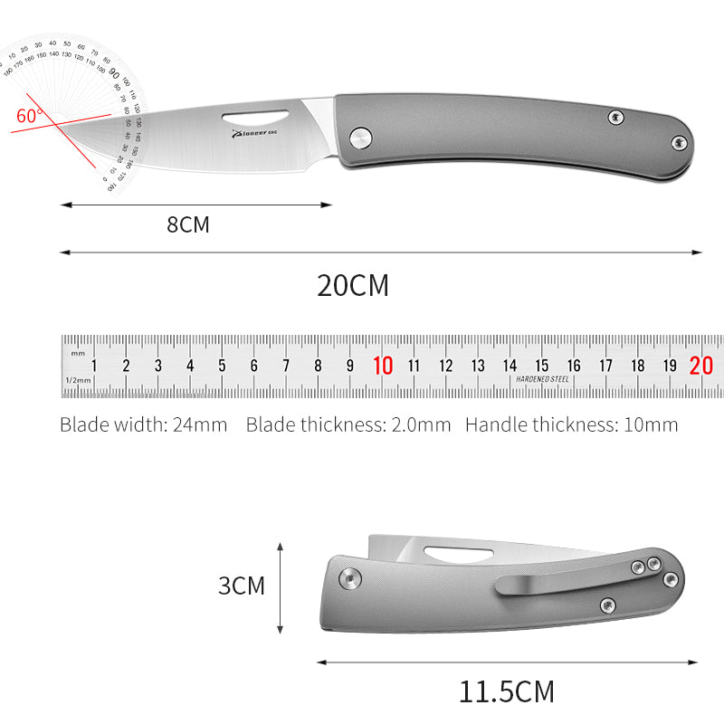 PioneerEDC Hand-Engraved titanium pocket knife M390 Blade camping folding knife outdoor portable edc collection tool for play