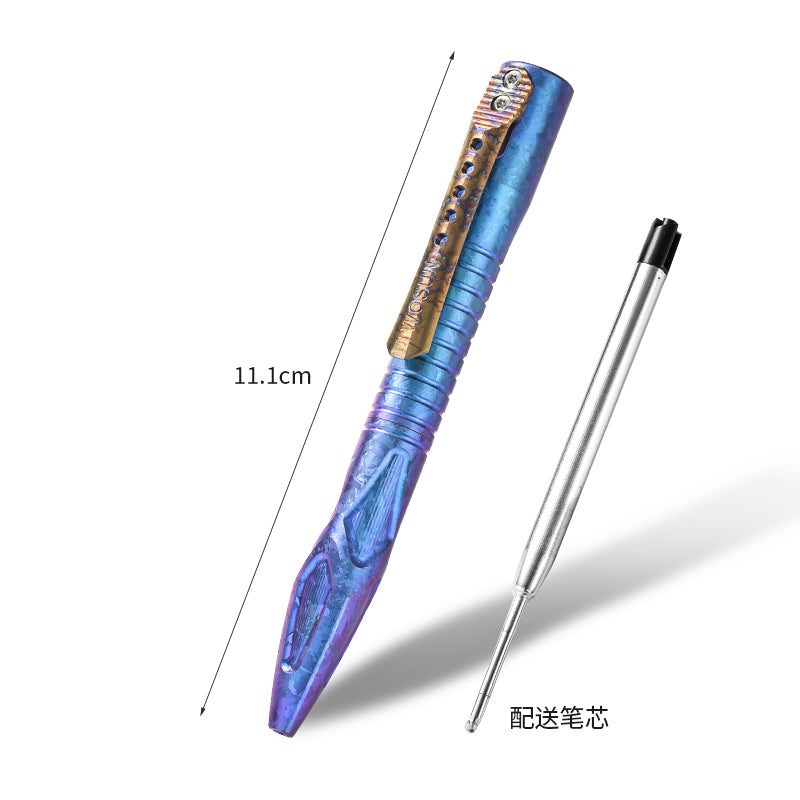 PioneerEDC Ice Crystal Titanium Alloy Tactical Pen Portable Multi-function Anti-corrosion Self Defence Titanium Pen
