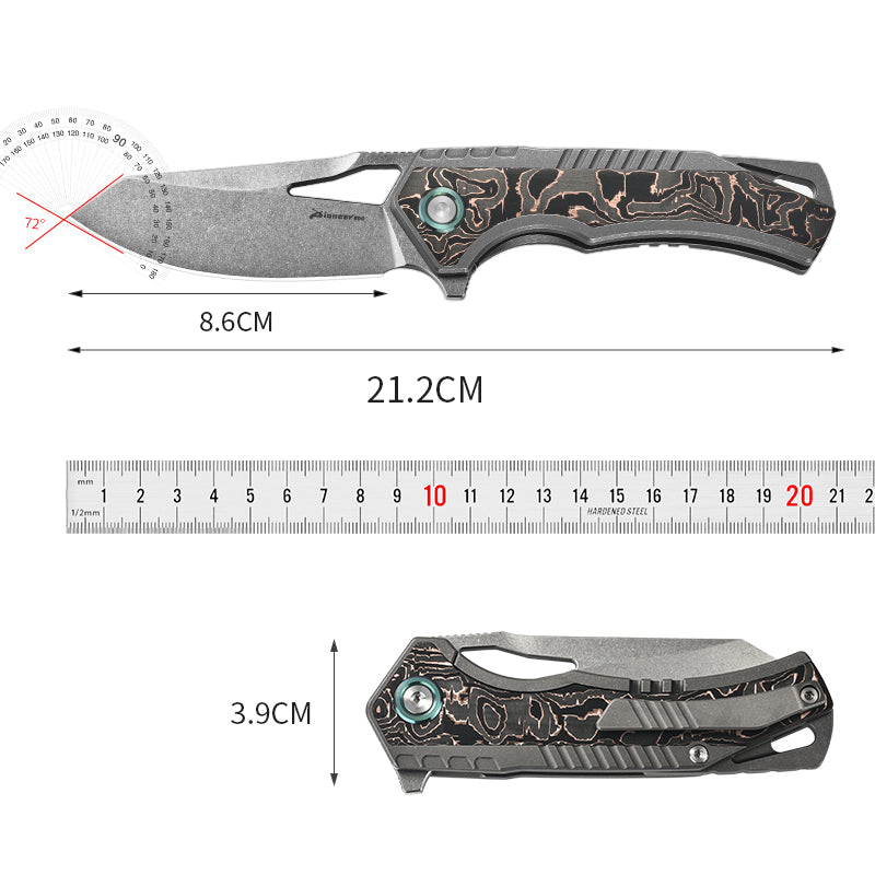 PioneerEDC M390 Pocket Knife Titanium Alloy Folding Knife  Outdoor Portable Tactical Knife