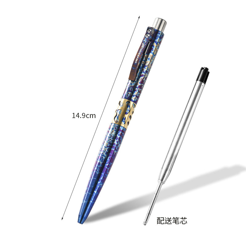 PioneerEDC Portable Lightweight Hollow-carved Titanium Alloy Tactical Pen Outdoor Stress-relief Signature Pen for Camping