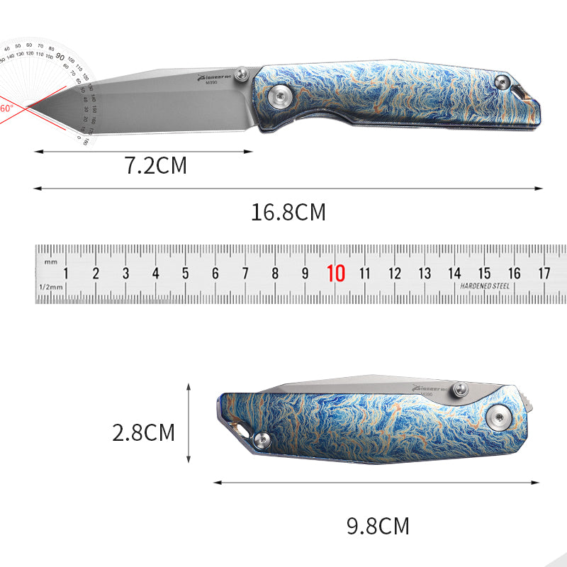 PioneerEDC Titanium Folding Knife Durable M390 Pocket Knife Premium Titanium Professional Knife Stainless Steel Folding Knife