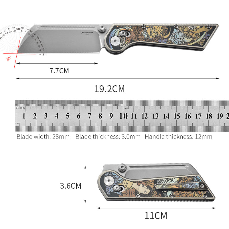PioneerEDC New Design M390 Folding Knife Titanium Handle Outdoor Pocket Knife Engraved Titanium Knife for Collection