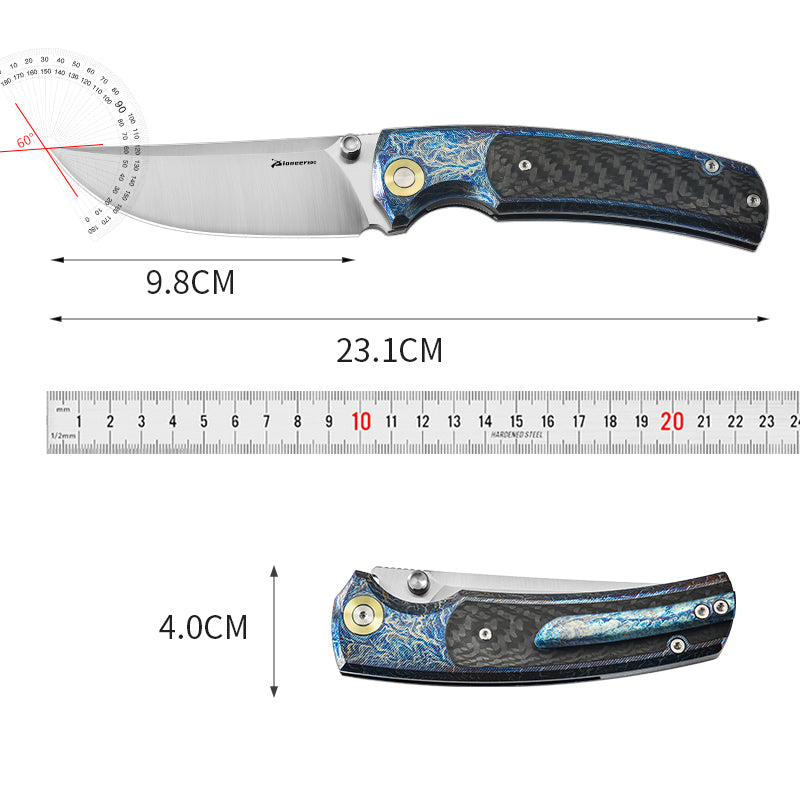 PioneerEDC Titanium Outdoor Knife D2 Blade Folding Knife Titanium Carbon Fiber Pocket Knife Bulk Wholesale Knives Made in China