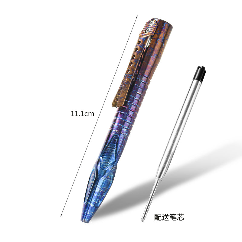 PioneerEDC Ice Crystal Titanium Alloy Tactical Pen Portable Multi-function Anti-corrosion Self Defence Titanium Pen