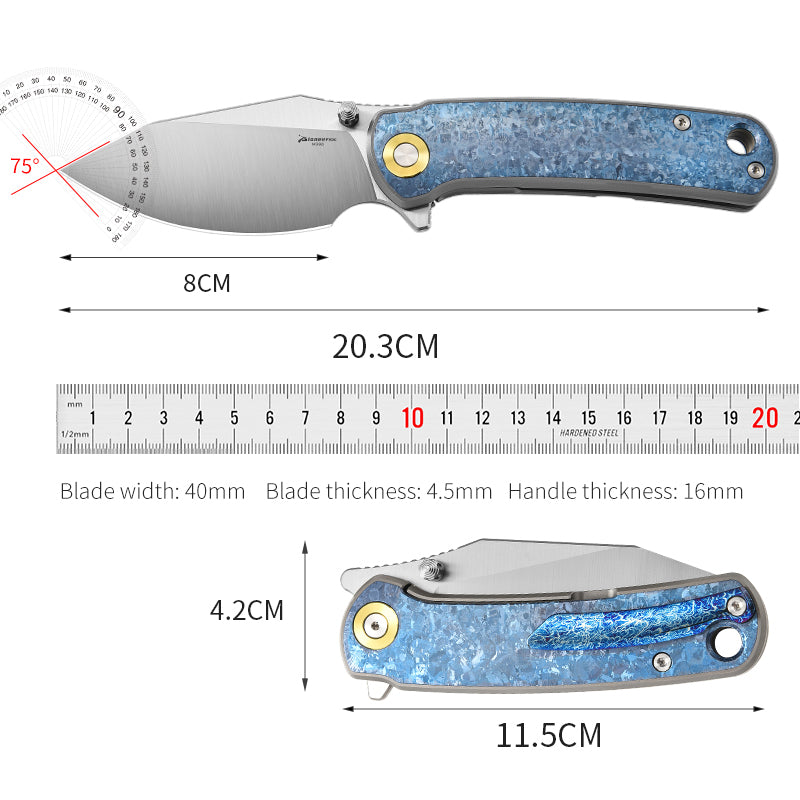 PioneerEDC original design crystal titanium knife M390 blade self defense pocket knife premium edc titanium tactical knife