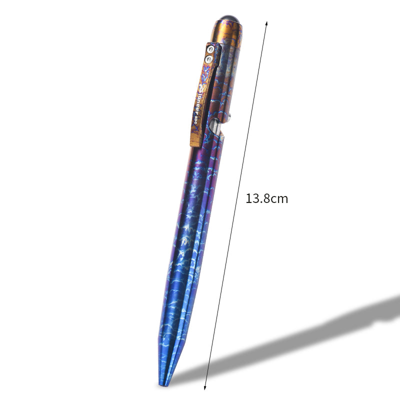 PioneerEDC Crystal Titanium Signature Pen - Lightweight & Portable, Smooth Writing Multifunctional Edc Tool for Self-defense