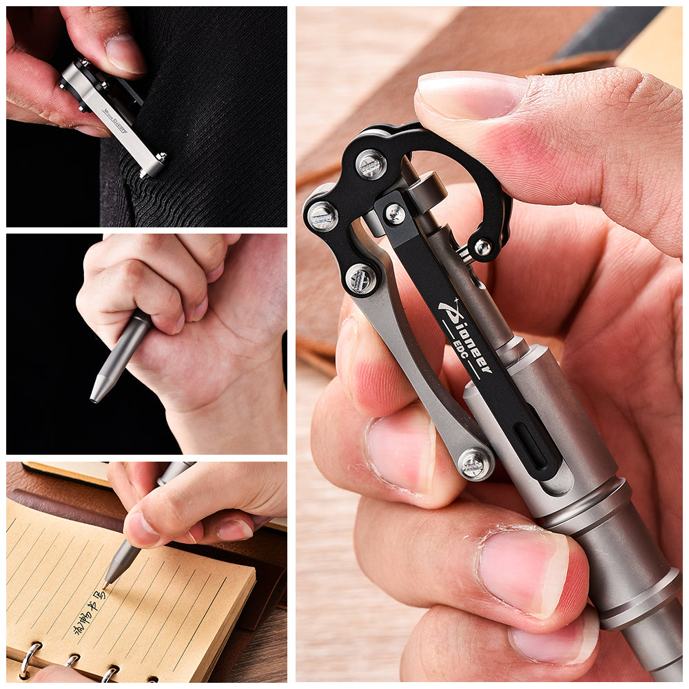 PioneerEDC Luxury Multi-Functional Titanium Alloy Tactical Pen Outdoor Decompression EDC with Camping & Hiking Features Gifts
