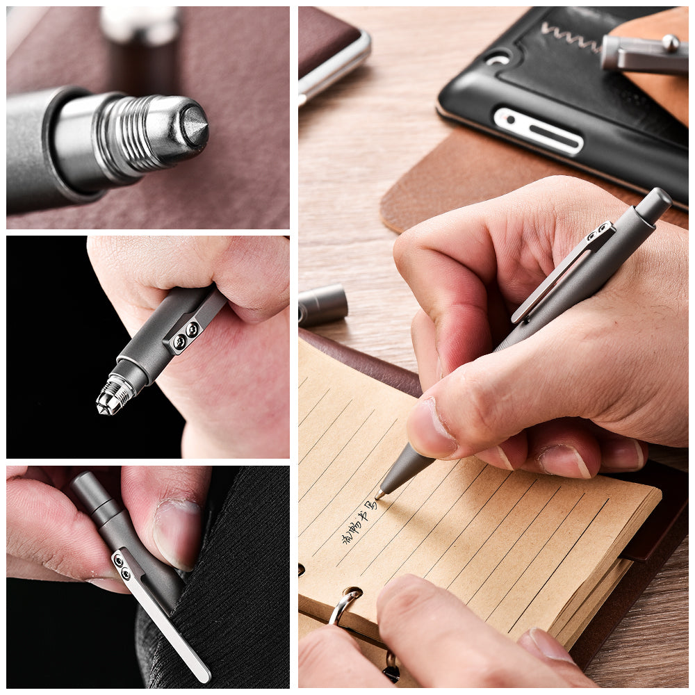 Factory Direct Titanium Alloy Tactical Pen Self-Defense Pocket Pen with Tungsten Steel Head for Camping & Hiking