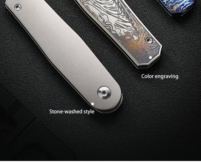 PioneerEDC M390 Blade Pocket Knife Premium TC4 Titanium Folding Knife EDC Tactical Knife for Outdoor Survival