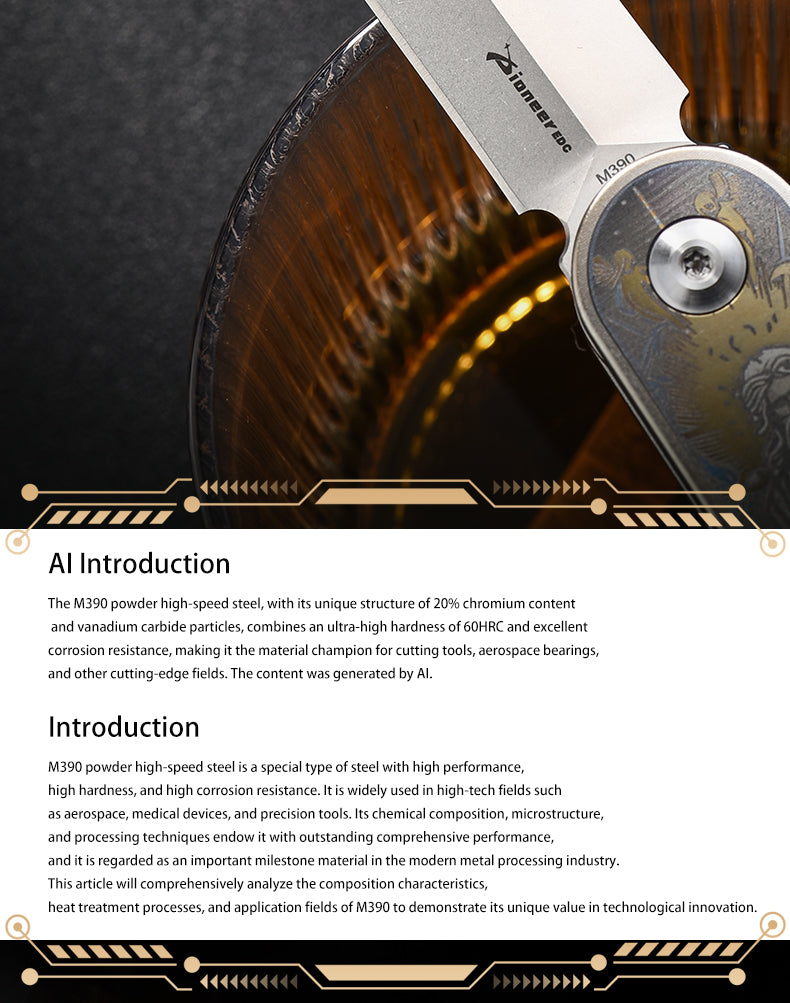 PioneerEDC M390 Blade Pocket Knife Premium TC4 Titanium Folding Knife EDC Tactical Knife for Outdoor Survival