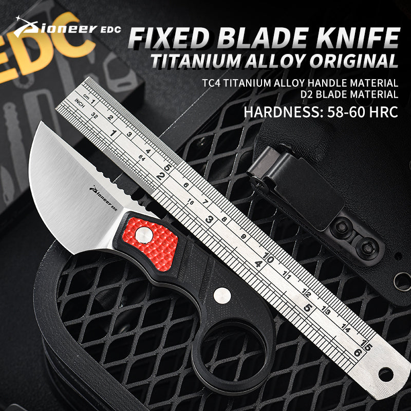 PioneerEDC Ringed Small Pocket Knife Fixed Blade Custom logo Knife 14C28N Steel Blade G10 Handle Self Defense Fixe Blade Knife