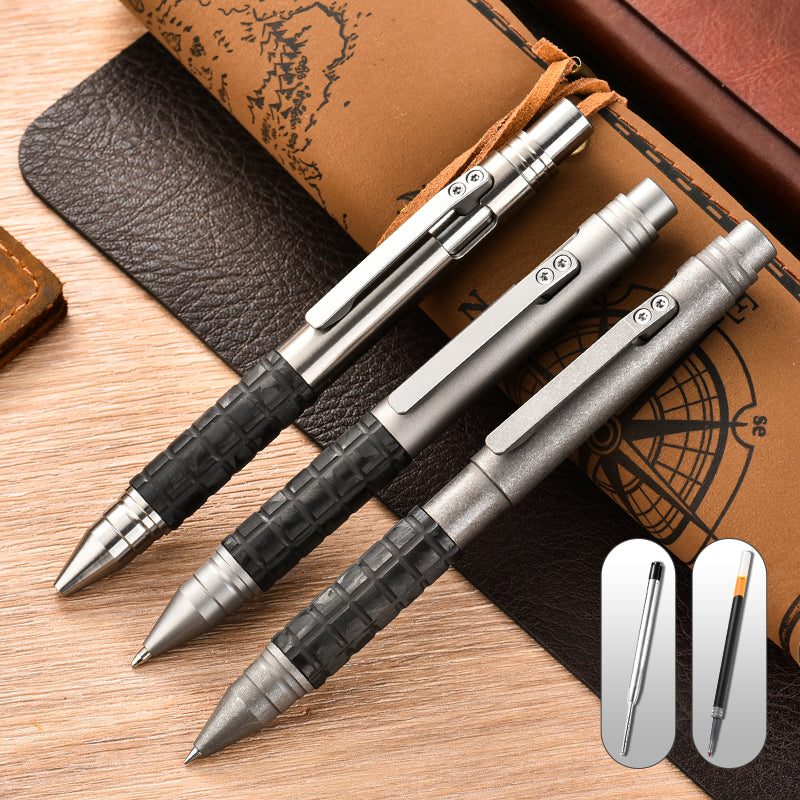 New Titanium Alloy Tactical Survival Pen Self-Defense Multifunction Ballpoint Outdoor Bolt Action Tool