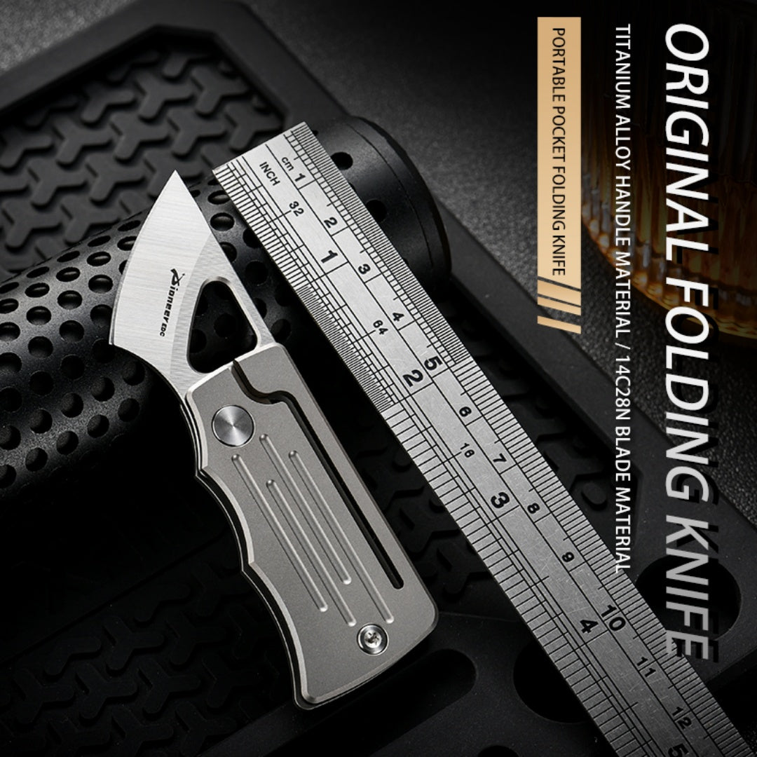 PioneerEDC Titanium Alloy Folding Knife Defensa Personal 14C28N Outdoor Portable Tactical EDC Tool titanium mini knife