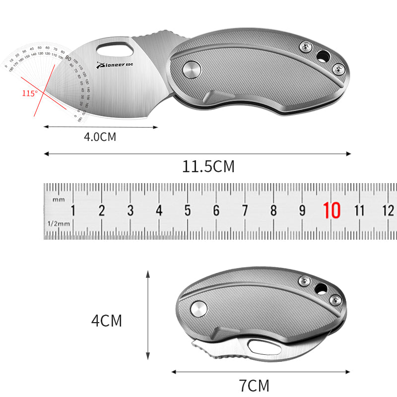 PioneerEDC Drop Point Foldable Knife Men's Mini Tactical Knife Titanium Handle Edc Knife Tactical Small Pocket Knives for Sale