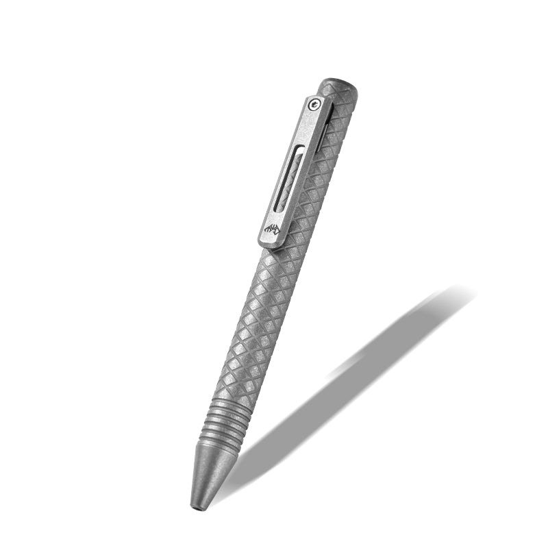 PioneerEDC Titanium Alloy Multi-Functional Self Defense Tactical Pen Bulk Hollow Light Pull Bolt Type Writing Pen Camping Hiking