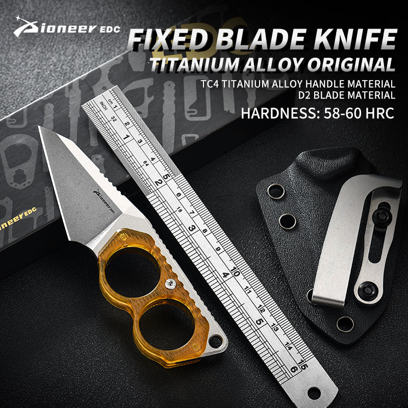 PioneerEDC PEI Handle Ringed Knife Fixed Blade D2 Tactical Edc Knife with Sheath for Hiking Outdoor Hunting Survival Camping No reviews yet