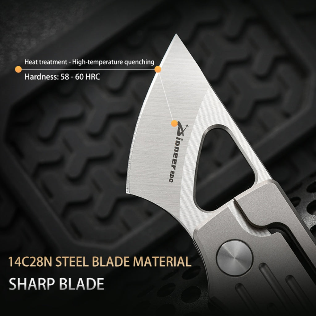 PioneerEDC Titanium Alloy Folding Knife Defensa Personal 14C28N Outdoor Portable Tactical EDC Tool titanium mini knife