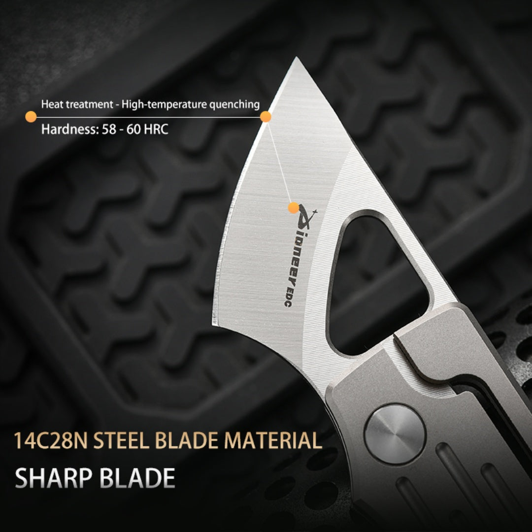 PioneerEDC Titanium Alloy Folding Knife Defensa Personal 14C28N Outdoor Portable Tactical EDC Tool titanium mini knife