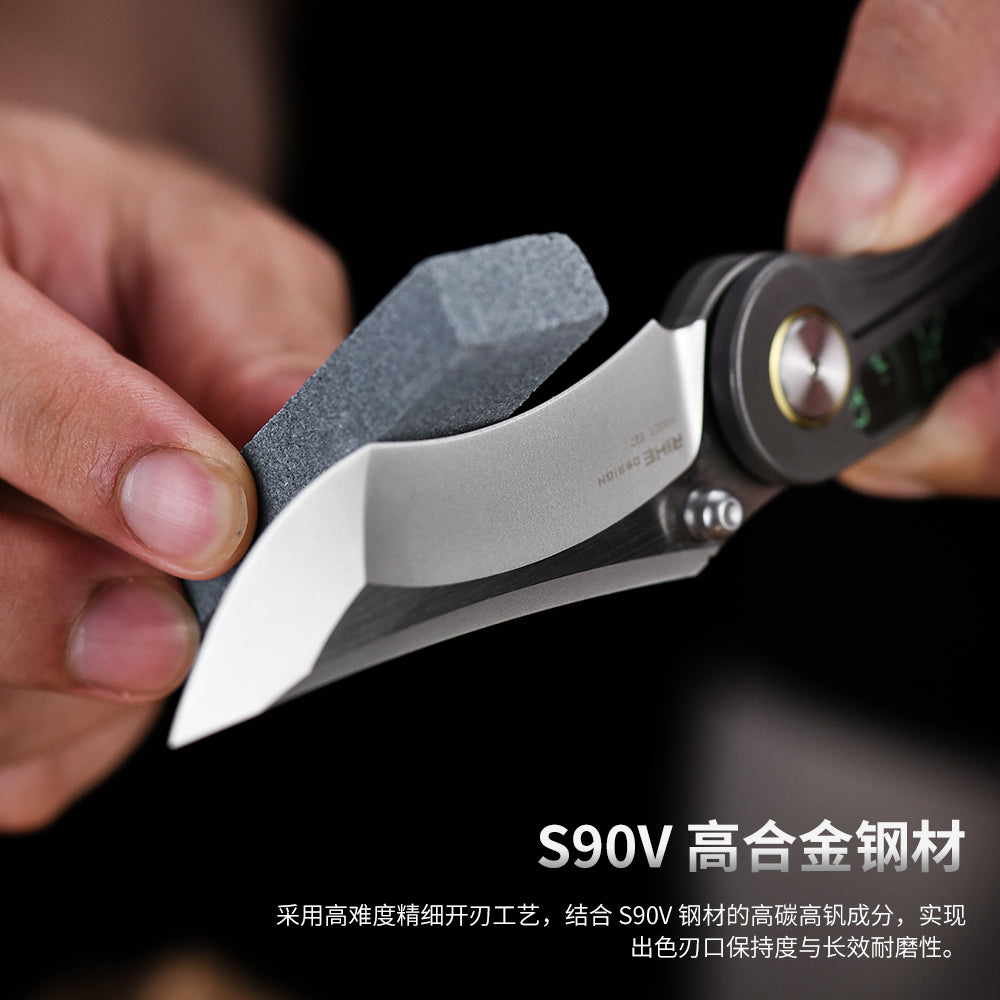 PioneerEDC S90V Blade Titanium Carbon Fiber Folding Knife EDC Pocket Knife Framelock Titanium Handle Knife for Outdoor Use