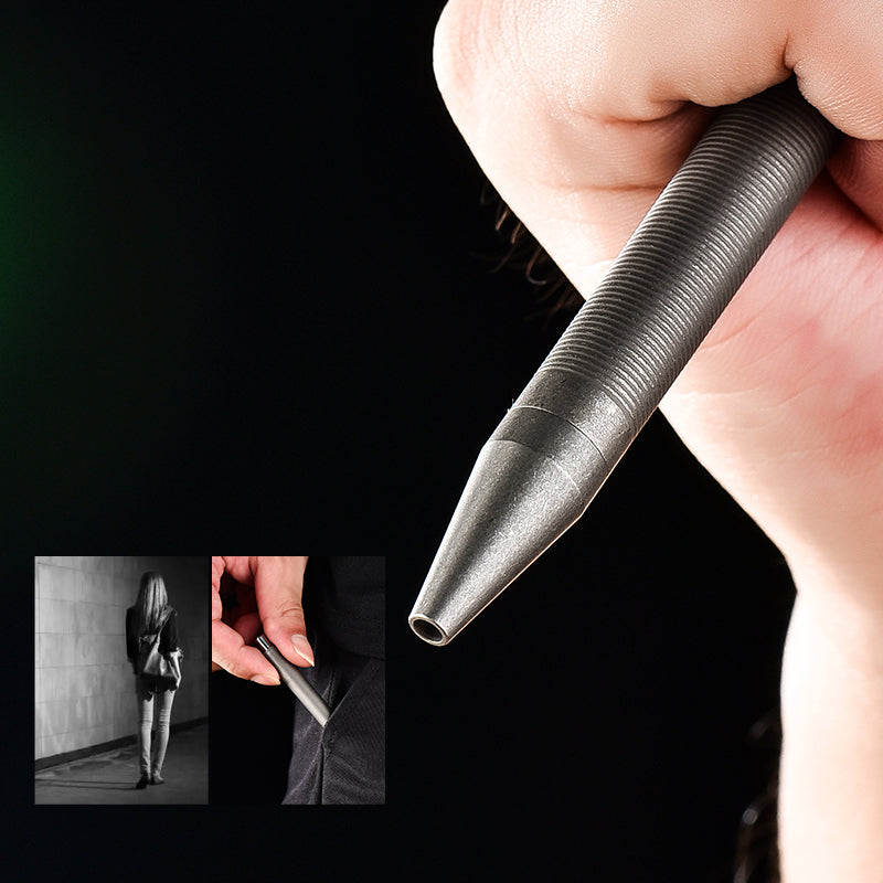 PioneerEDC Titanium Alloy Tactical Portable Signature Pen Hollowed-Out Self-Defense Feature with Pin Type Camping Hiking