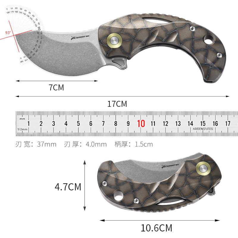 PioneerEDC Titanium Pocket Knife Folding Blade Knife CNC Stone Wash Small Tactical Knife Titanium Alloy Edc Knife