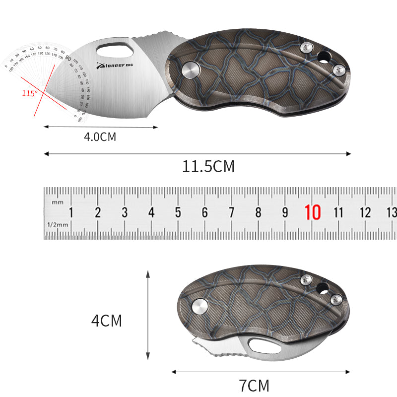 PioneerEDC Drop Point Foldable Knife Men's Mini Tactical Knife Titanium Handle Edc Knife Tactical Small Pocket Knives for Sale