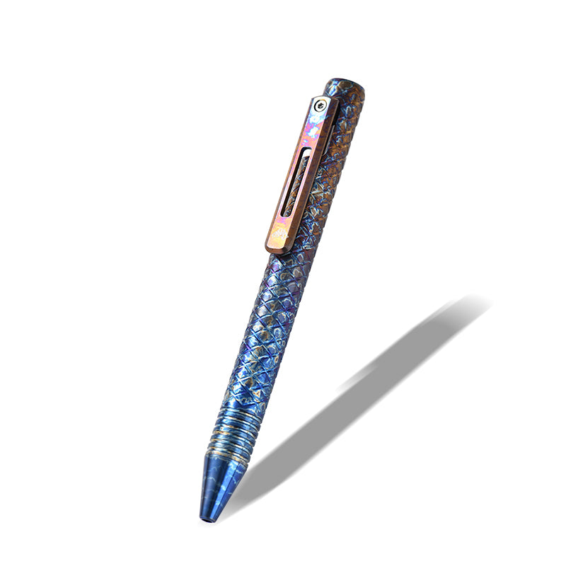 PioneerEDC Titanium Alloy Multi-Functional Self Defense Tactical Pen Bulk Hollow Light Pull Bolt Type Writing Pen Camping Hiking