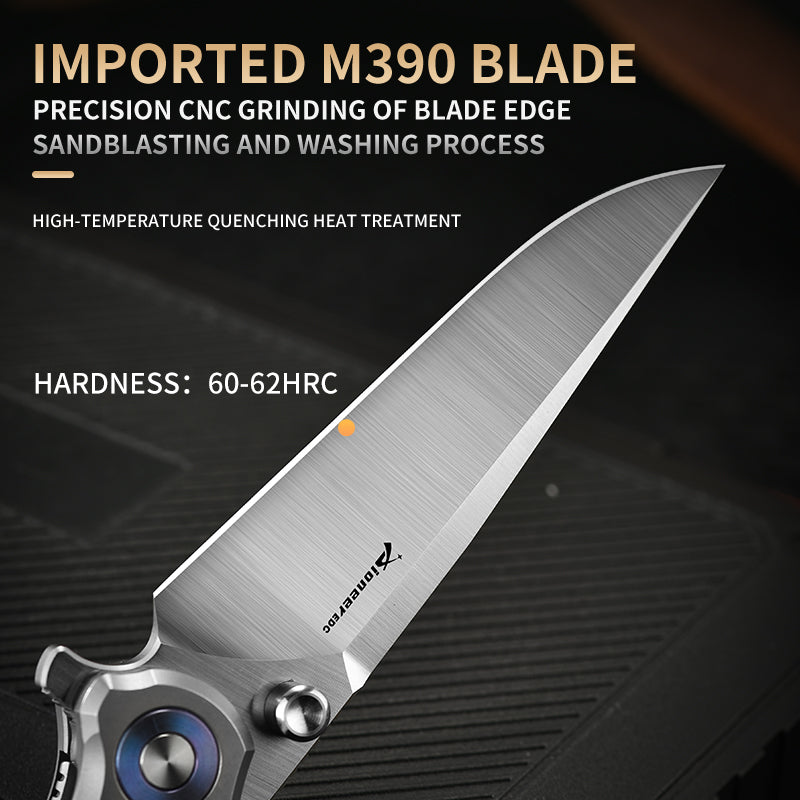PioneerEDC Titanium Alloy Pocket Knife D2 Blade Outdoor Camping Folding Self Defense Multifunctional Cutting Tool