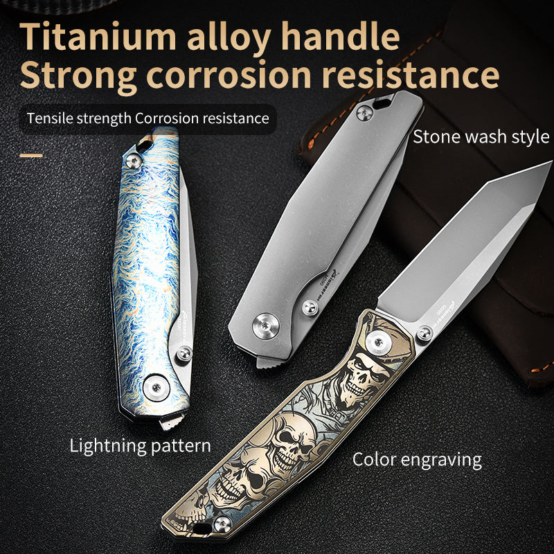 PioneerEDC Titanium Folding Knife Durable M390 Pocket Knife Premium Titanium Professional Knife Stainless Steel Folding Knife