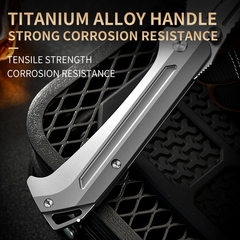 PioneerEDC Titanium Outdoor Folding Pocket Knife M390 Plain Edge Titanium Alloy Handle Self Defence Hunting Knife Men's Knife