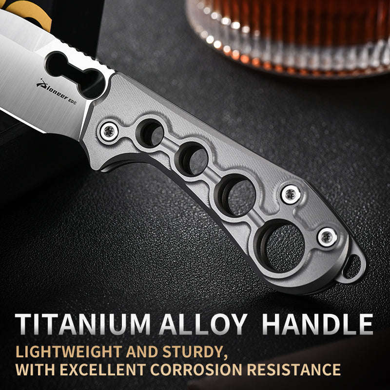 PioneerEDC Industrial Grade Titanium Drop Point EDC Pocket Knife Man Hollow Tactical Outdoor Use Small Pocket Knife Sale