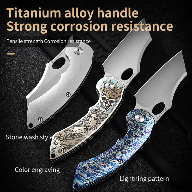 PioneerEDC 2026 New Design Tactical Titanium M390 Industrial Grade Edc Camping Collectable Folding Pocket Knife OEM 3-Year