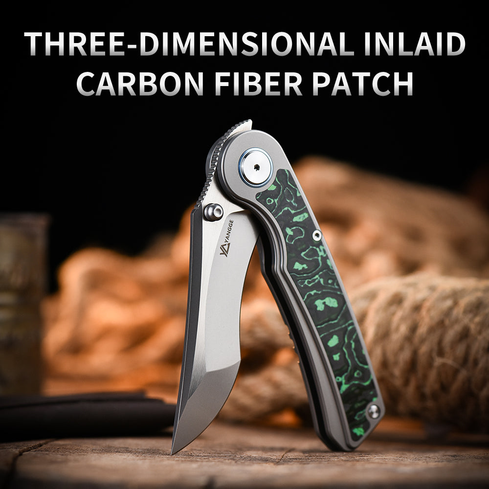 PioneerEDC S90V Blade Titanium Carbon Fiber Folding Knife EDC Pocket Knife Framelock Titanium Handle Knife for Outdoor Use