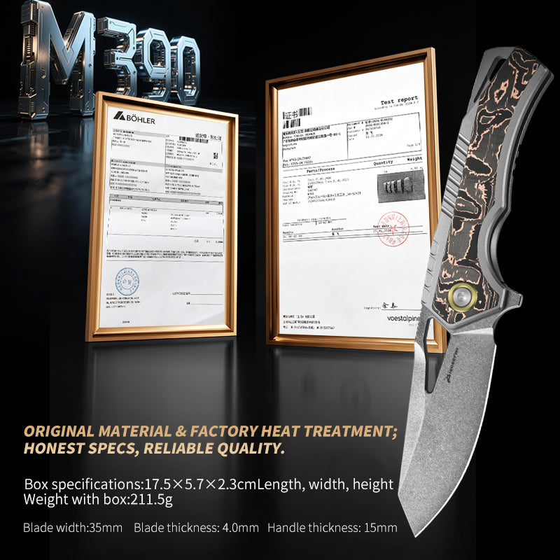 PioneerEDC M390 Pocket Knife Titanium Alloy Folding Knife  Outdoor Portable Tactical Knife