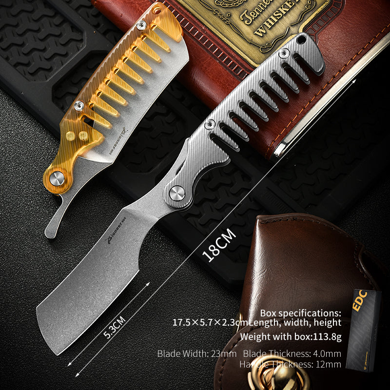 PioneerEDC Multifunctional Titanium Folding Knife 14C28N Steel Blade EDC Pocket Knife Outdoor Framelock Titanium Handle Knife