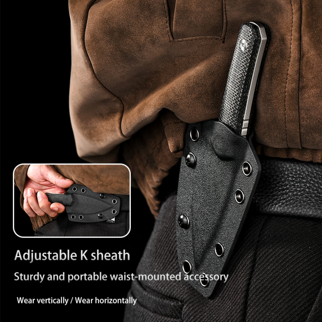 PioneerEDC 14c28n Fix Blade Knife Customizable Supported Outdoor Mikata Handle Tactical Knives Fixed Blade Knife with Sheath