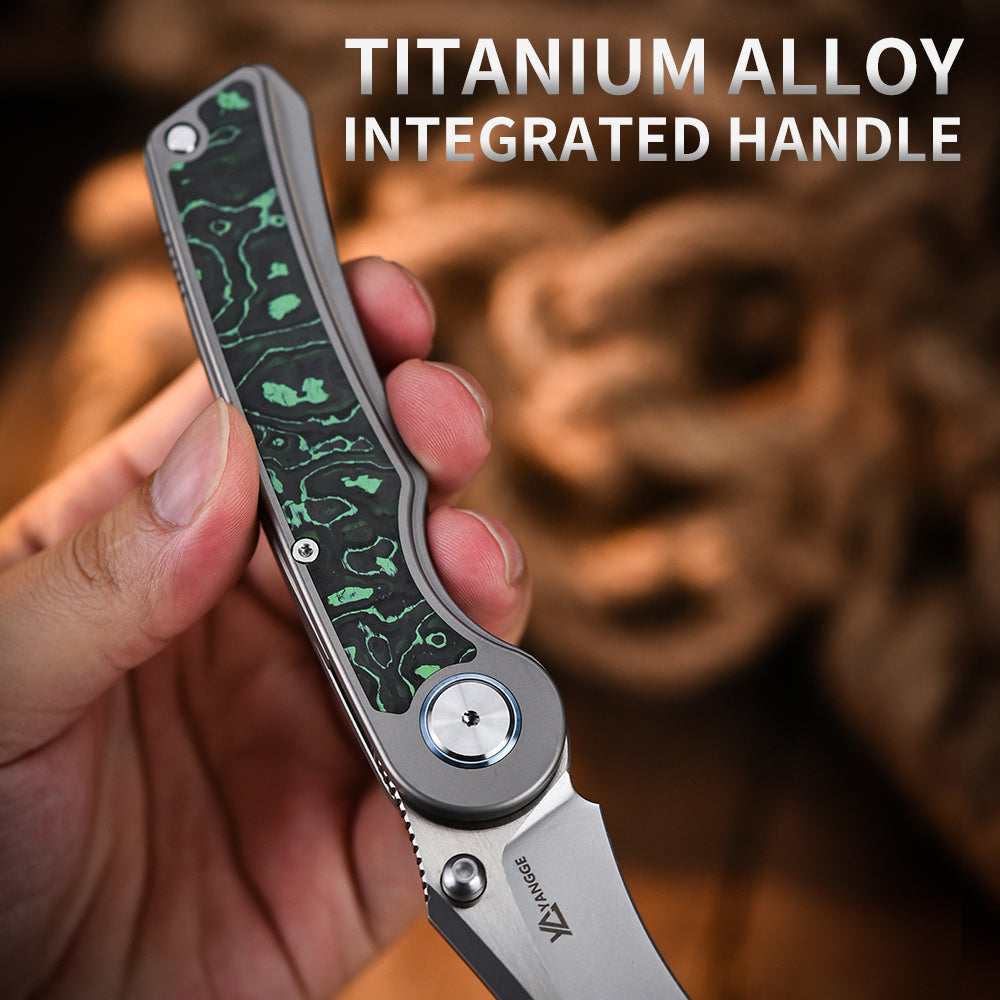 PioneerEDC S90V Blade Titanium Carbon Fiber Folding Knife EDC Pocket Knife Framelock Titanium Handle Knife for Outdoor Use