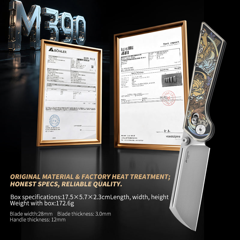 PioneerEDC New Design M390 Folding Knife Titanium Handle Outdoor Pocket Knife Engraved Titanium Knife for Collection