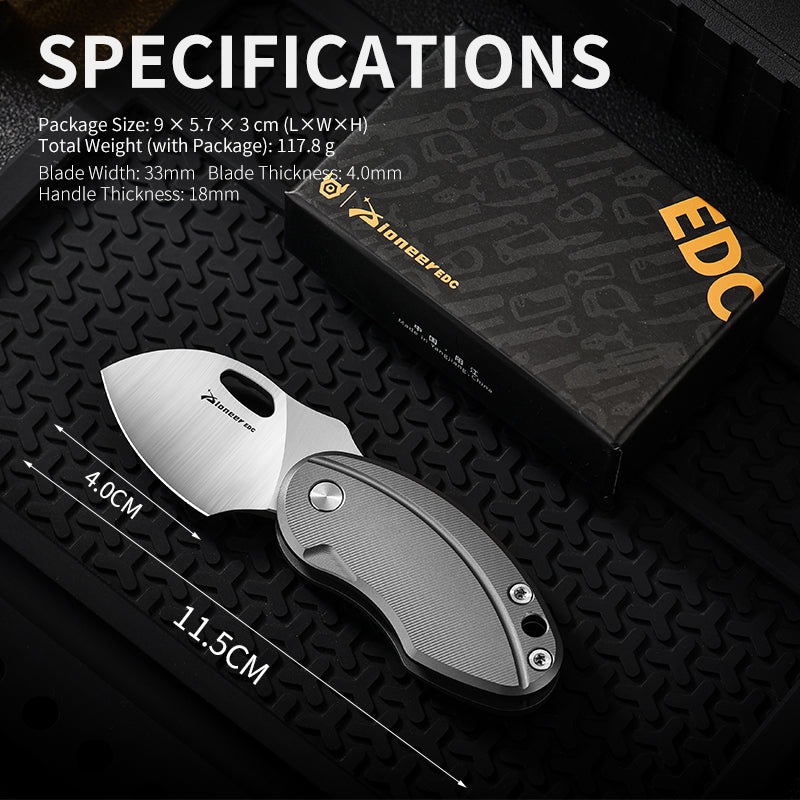 PioneerEDC Drop Point Foldable Knife Men's Mini Tactical Knife Titanium Handle Edc Knife Tactical Small Pocket Knives for Sale