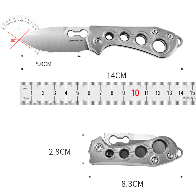 PioneerEDC Industrial Grade Titanium Drop Point EDC Pocket Knife Man Hollow Tactical Outdoor Use Small Pocket Knife Sale